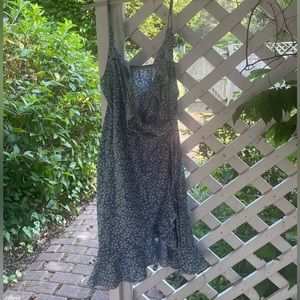 Blue and white wrap dress from shein